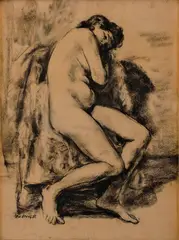 Ján Mudroch, Akt ženy, 1935, Uhoľ na papieri