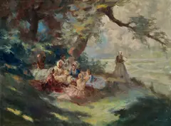 Antal Áron Péczely, Piknik, Okolo 1940, Olej na plátne