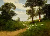 László Neogrády, Pastierka husí, Okolo 1935, Olej na plátne