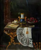 Mathilde Winker, Starožitnícke zátišie, Okolo 1920, Olej na dreve