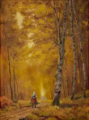 Antonín Balcer, Žena v lese, Okolo 1920, Olej na plátne
