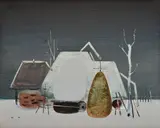 Vladimír Kompánek, Zimný motív, 1986, Olej na kartóne