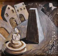 Daniel Brunovský, V kruhu, 2002, Tempera na papieri