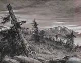 Karl Sovanka, Hlucháň, Okolo 1940, Kresba ceruzou, pastelom na papieri