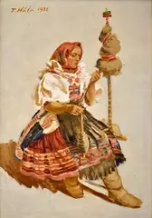 Jan Hála, Priadka, 1938, Olej na plátne