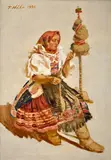 Jan Hála, Priadka, 1938, Olej na plátne
