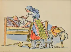 Uspávanka by Jan Hála, 1930, Akvarel na papieri, sold Dec 2015