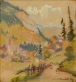 Ľudovít Križan, Spiš (Jaklovský kostolík), 1939, Pastel na papieri