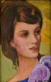 Gandlová Kveta, Žena s ružou, 1992, Olej na sololite