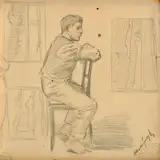 Sediaci muž by Ladislav Mednyánszky, Okolo 1885, Kresba ceruzou na papieri, sold Dec 2015