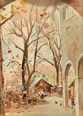 Vnútroblok by Max Schurmann, 1947, Akvarel na papieri, sold Dec 2015