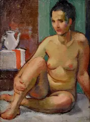 Ján Želibský, Sediaci akt, 1969, Olej na plátne