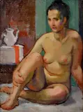 Ján Želibský, Sediaci akt, 1969, Olej na plátne