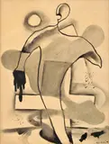 František Reichentál, Surrealistická kompozícia, Okolo 1930, Ceruza, tuš na papieri