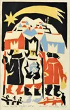 Ernest Zmeták, Traja králi, 1966, Farebný drevorez na papieri, 23/25