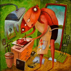 Lipták Fero, Printer, Okolo 2000, Olej na plátne