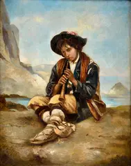 Herman (Armin) Kern, Mládenec s píšťaľkou, 1883, Olej na plátne