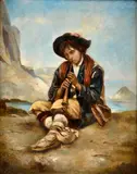 Herman (Armin) Kern, Mládenec s píšťaľkou, 1883, Olej na plátne