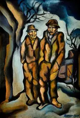 Konštantín Bauer, Dvaja pocestní, 1927, Olej na kartóne