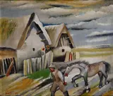 István Tallós Prohászka, S koňom, 1935, Olej na plátne