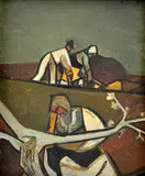 Vincent Hložník, Okopávanie, 1949, Olej na kartóne