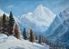 Ladislav Berecz, Zimné Tatry, Okolo 1940, Olej na hrubom papieri