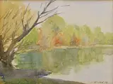 Martin Tvrdoň, Pri Malom Dunaji, 1957, Akvarel na papieri