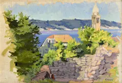 Eugen Chrien, Motív z Dalmácie, Okolo 1940, Olejová tempera na plátne, dublované na kartóne