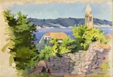 Eugen Chrien, Motív z Dalmácie, Okolo 1940, Olejová tempera na plátne, dublované na kartóne