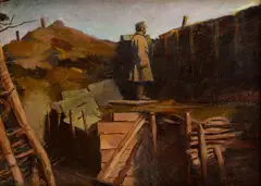 Ladislav Mednyánszky, Vojak v zákope, Po 1914, Olej na plátne, dublované