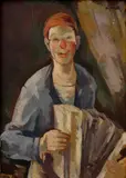 Tivadar Jánoska, Harmonikár, Okolo 1910, Tempera na preglejke