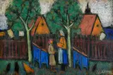 Janko Alexy, V Čáčove, 1945, pastel na papieri
