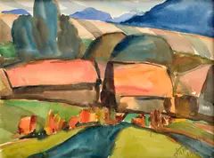 Krajina od Bodíc by Palugyay Zolo, 1932, Akvarel na papieri, sold Sep 2015