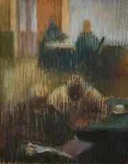 Ján Želibský, V kaviarni II., Okolo 1962, Pastel na papieri