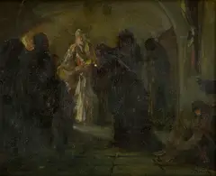 Svätá Alžbeta by Aurel Naray, Okolo 1910., Olej na kartóne, sold Sep 2015