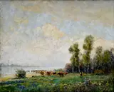 Ignác Ujváry, Napájanie kráv, Okolo 1920, Olej na plátne
