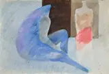Dvaja by Milan Paštéka, Okolo 1975, Tempera, pastel, ceruza na papieri, sold Sep 2015