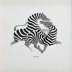 Viktor Vasarely, Zebry I., Okolo 1970, Serigrafia na papieri. Nečíslované