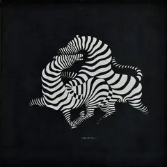 Viktor Vasarely, Zebry II., Okolo 1970, Serigrafia na papieri. Nečíslované
