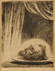 Jaroslav Vodrážka, Hlava Jána Krstiteľa, 1926, Suchá ihla na papieri. Nečíslované