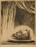 Jaroslav Vodrážka, Hlava Jána Krstiteľa, 1926, Suchá ihla na papieri. Nečíslované
