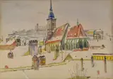 Gustáv Lerchner, Dóm a Bratislavský hrad, 1943, Akvarel na papieri