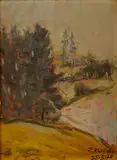 Jozef Kollár, Krajina od Štiavnice, 1970, Olej na kartóne