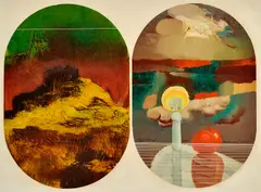 Novoročný vinš by Záboj-kuľhavý Bohuš, 1974, Olej na sololite, sold Jun 2015