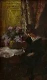 František Gyurkovits, Čítajúca, Okolo 1920, Olej na dreve