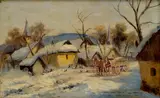 György Németh, Na dedinskom dvore, Okolo 1930, Olej na plátne