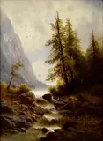 Albert Rieger, Horská riava, Okolo 1870, Olej na plátne
