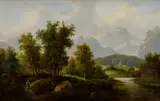 Andreas Böhm, Romantická krajina, Okolo 1890, Olej na plátne