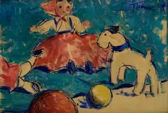 Michal Tillner, Z cyklu Detské radosti, 1958, Olej na kartóne