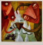Lipták Fero, Vínne mušky, 2007, Olej na kartóne